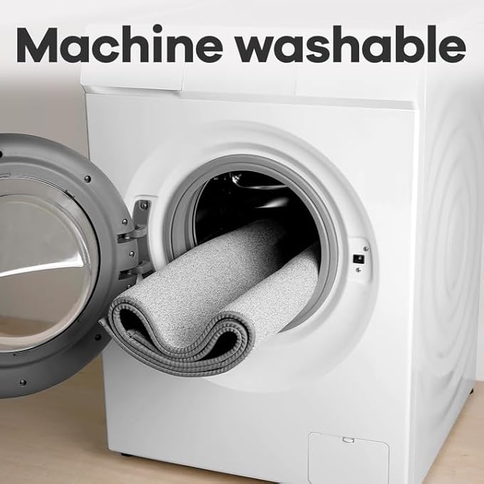 Runner Rug with Non Slip Rubber Backing, Washable Soft Floor Carpet for Kitchen, Hallway, Entryway Indoor, Bedroom, Laundry, Low Pile Area Rugs, Solid color with Pointillism style, 2*10 ft GREY