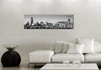 DJSYLIFE Chicago Skyline Wall Art - Black and White Modern Panoramic Cityscape Night View Picture Painting Bedroom Office Living Room Kitchen Home Decoration - Ready to Hang 13.8 "x 47.3" - Chicago 2