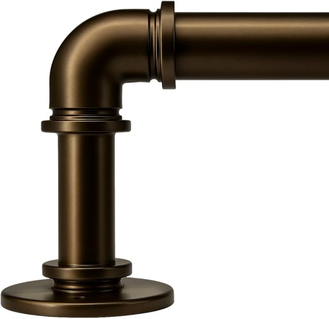 Industrial Curtain Rods 18 to 88 in,Blackout Curtain Rod,Adjustable Length,1 in Diameter Pipe,Wall or Ceiling Mounted,for Bedroom and Living Room (Coffee Gold 18” to 88”)