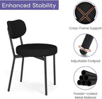 Dining Chairs Set of 4 pcs, Boucle Upholstered Comfortable Seat with Curved Backrest, Mid-Century Modern & Scandinavian Designer Style, Ideal for Dining Room & Kitchen, Black