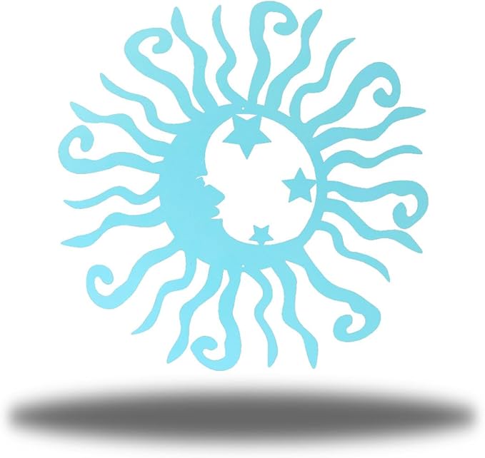 Riverside Designs Wacky Solar Moon Metal Wall Art Steel Outdoor Decor | Heavy-Duty and Waterproof | Made in USA (Sea Foam, 30L x 30W)