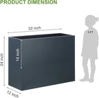 BAYN Metal Rectangular Planter Box Tall Planters for Outdoor Plants Modern Heavy Duty with Drainage Holes for Outside Indoor Patio Deck - Grey, 32”x 12”x 24”