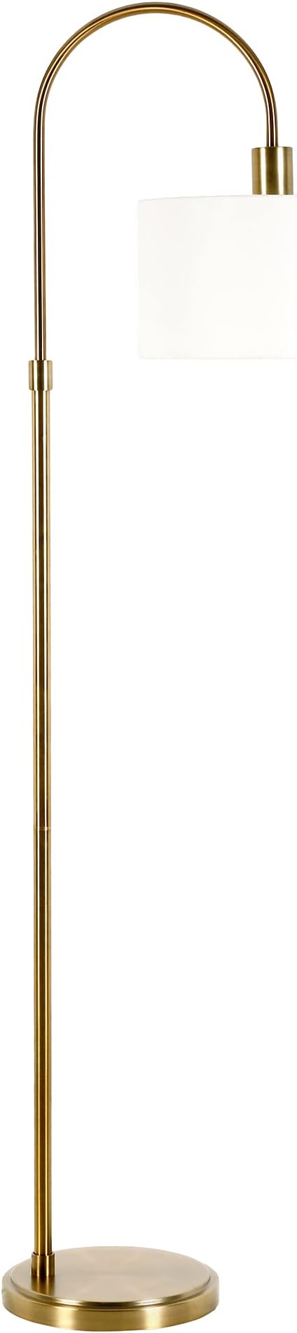 Veronica Arc Floor Lamp with Fabric Shade in Brass/White