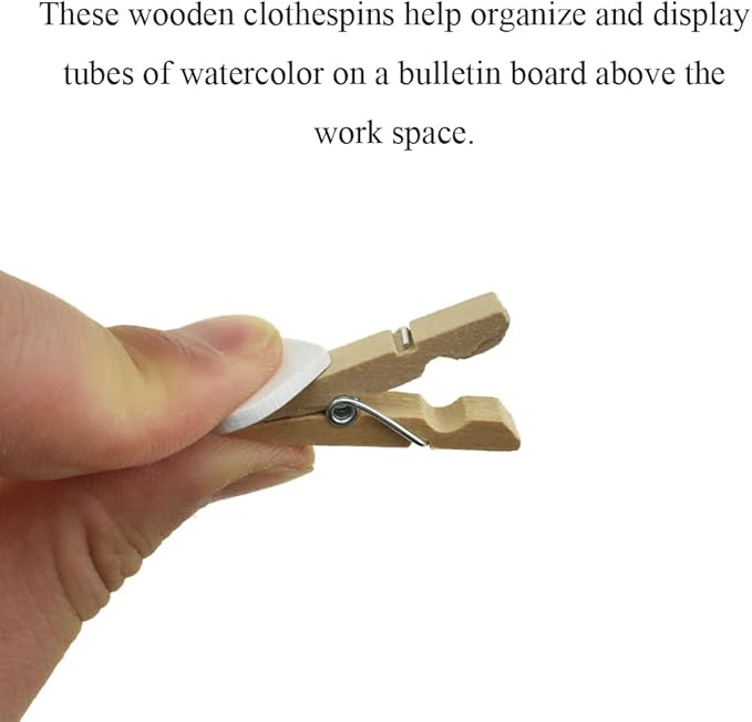 HAHIYO Heart Painted Mini Wooden Clothespin Clip Photo Paper Holders 1.38inch Tight Clamp Not Fray Rope Post Notices Handy Read for Hanging Postcard Wedding White 50PCS