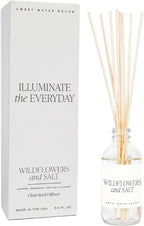 Sweet Water Decor Wildflowers and Salt Reed Diffuser Set - Lemon, Rosemary, and Leafy Green Scented Diffusers - Scent Diffusers for Home, Long Lasting Fragrance, Made in The USA