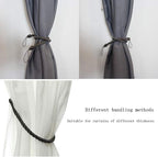 BEL AVENIR Curtain Rope Tiebacks, Drapery Rope Holdbacks with 4 Metal Screw Hooks (Charcoal-4pack)
