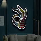 POP LED Neon Sign, Battery & USB Operated - Okay Neon Sign Wall Decor, Hands Off Home, Bedroom Decoration