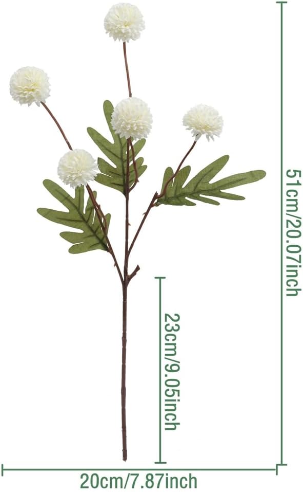 Artificial Flowers for Vases 20.5 Inch 10 Stems， Silk Dried Fake Mums Bouquet Indoor Faux Floral Arrangements for Decoration (White)