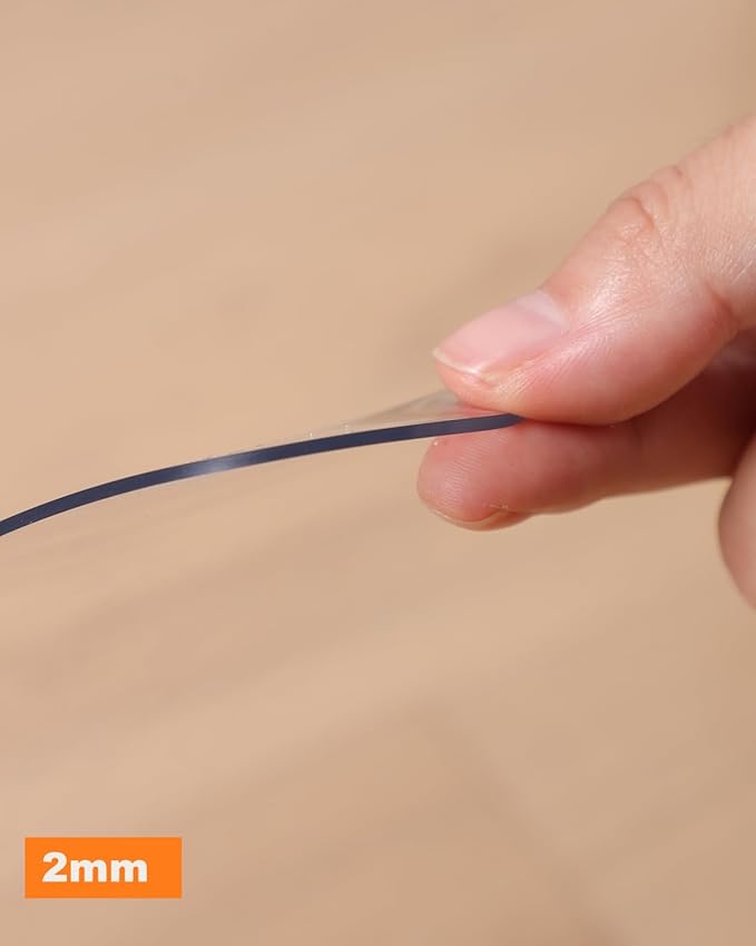 Clear PVC Mat 3x3ft, 2mm Thick Soft Vinyl Mat for Countertop, Table or Hard Floor, Scratch-Resistant, Waterproof, Easy to Clean, High-Resilience（36x36 inch