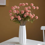 Artificial Flowers for Vases 20.5 Inch 10 Stems， Silk Dried Fake Mums Bouquet Indoor Faux Floral Arrangements for Decoration (Dark Pink)