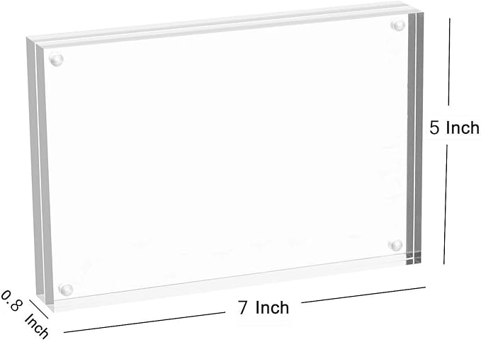 Meetu Acrylic Picture Frame 5x7,Clear Freestanding Double Sided 20mm Thickness Frameless Magnetic Photo Frames Desktop Display with Gift Box Package(5 Pack)
