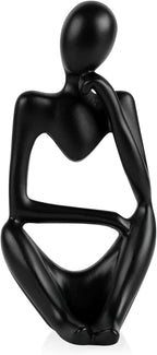 Sandstone Resin Thinker Style Abstract Sculpture Statue Collectible Figurines Home Office Bookshelf Desktop Decor (Small Black, Right)