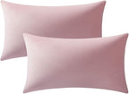 12x20 Throw Pillow Covers Pink: 2 Pack Cozy Soft Velvet Rectangular Decorative Pillow Cases for Farmhouse Home Decor