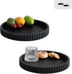 Decorative Tray for Coffee Table, Living Room, Side Table, 2 Packs 11" Black Round Concrete Home Decor Serving Trays for Accent Table, Console Table