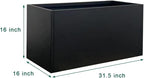 Galvanized Steel Metal Planter Rectangular Indoor Black Planter Box Large Outdoor Planters Steel 31.5" x 16" x 16" Commercial Residential for Patio, Deck, Garden