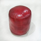 Round Shaped Goat Leather Handmade Eco-Friendly Dark Pink Pouf - Round Pouf, 14" x 14"x 14", Plain Solid Pouf, Goat Leather Pouf, Recycled Foam with Fibre Fill Stuffed Pouf, Leather Pouf PF12