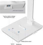 Desk Lamp with USB Charging Port, 14W 900LM Dimmable Eye-Caring Reading LED Desk Light for 9 Brightness Slide Touch & 5 Color Temperature Modes, Home Office Desktop Lamp, Small Study Lamp, White