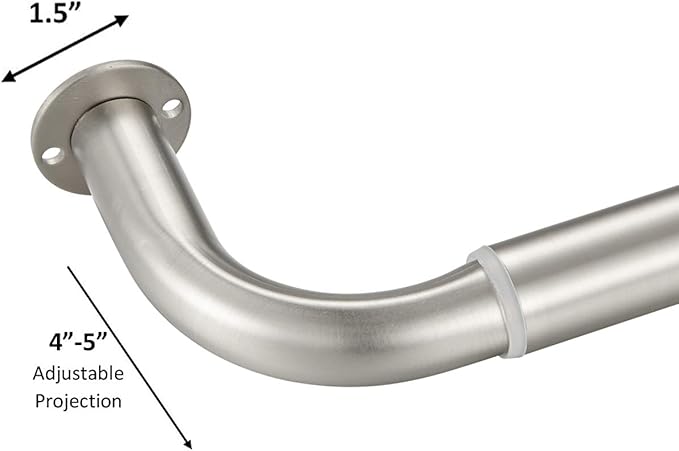 Room Darkening Curtain Rod, Wrap Around Design, Extra-Thick 1-Inch Diameter Single Drapery Rod, Extendable Metal Rod Set for the Blackout Curtains and Sheer (Satin Nickel, 48-84")