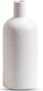 Vintage White Ceramic Vase 7 Inch Farmhouse Small Vase for Home Decor, Living Room, Shelf, Office, Rustic Table Centerpiece