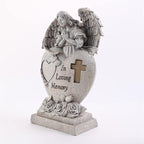 Garden Angel Statue with Cross Solar LED Light, Memorial Gifts for Loved Ones, Cemetery Grave Decorations
