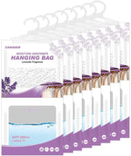 CANAGER Hanging Moisture Absorber, Lavender Vanilla Moistureproof Hanging Bag, Dehumidifier Bag (8 packs) Hanging Closet Dehumidifier Bags, Moisture Absorb 12.5 oz.