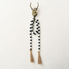 OMISHE 59in Wood Bead Garland with Tassels, Wooden Decorative Beads for Wall and Tabletop, Farmhouse Beads Garland for Home Decor, Black and White