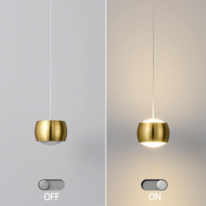 Modern LED Dimmable Pendant Light fixtures,Mini Island Pendant Lighting for Kitchen Island Dinning Room,Bedroom,Bar, Kitchen Island Ceiling Hanging Light Fixtures(gold-1-Pack)