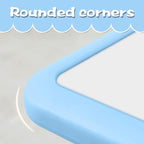 Children's Table and Chair Set Suitable for Boys and Girls Age 2-12 Height Adjustable Table top Can be Painted with 6 Seats Suitable for Family Learning Daily use (Sky blueBlue)