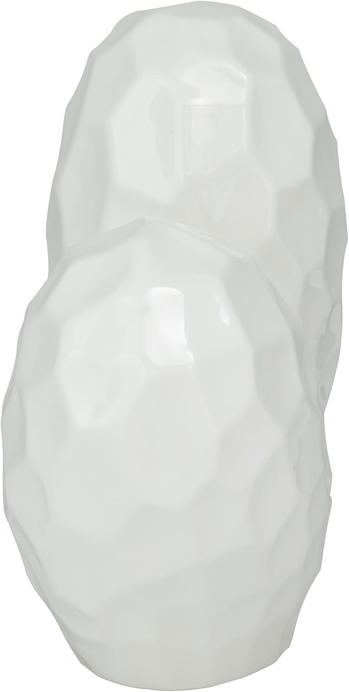 Deco 79 Porcelain Ceramic Heart Decorative Sculpture Dimensional Angled Origami Inspired Home Decor Statue, Accent Figurine 12" x 6" x 11", White