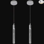 Modern Kitchen Island Pendant Light Dimmable LED Chrome Finish Mini Crystal Pendant Lighting Bedroom Bedside Table Small Pendant Lights（2-Pack）