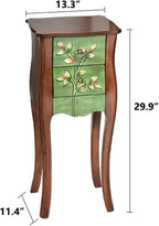 Solid Wood Side Table, Vintage Coffee Tables w/2 Drawer, 30" H Accent Rustic End Table for Living Room Bedroo (Vintage Green)