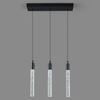Kitchen Island Lighting Modern Light Fixture Black Pendant Light Dimmable LED Black Finish Mini Crystal Pendant Lights for Dining Room Living Room（3-Light ）