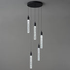 Modern Light Fixture Kitchen Island Pendant Light Dimmable LED Black Pendant Lights Mini Crystal Pendant Lighting for Bedroom Dining Room Living Room（5-Light ）