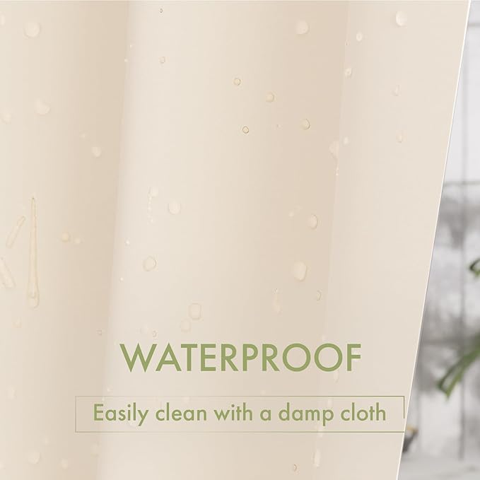 AmazerBath Shower Curtain Liner, 72x72 Beige Shower Curtain Liners, Lightweight Plastic Shower Liner, Cute PEVA Waterproof Cream Shower Curtains for Bathroom with 3 Magnets and 12 Grommets