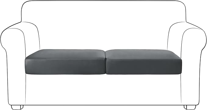 Yates Home PU Leather Couch Sofa Cushion Slipcover Water-Proof Elastic Chair RV Seat Covers Loveseat Sofa Furniture Protector Slip Cover for Settee Seater Replacement Living Room（2 Pieces, Gray）