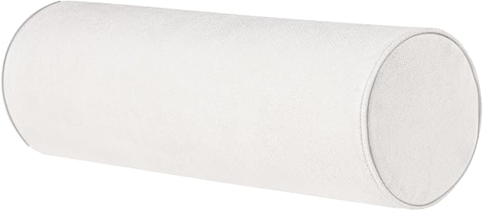 Cylinder Round Memory Foam Support Pillows Cervical Neck Roll Pillow with Pillowcase Soft, Comfortable and Breathable for Sleeping, Chair, Car, Sofa，Travel (White, 17.8x6)