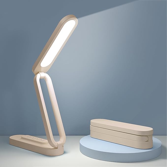 LED Desk Lamp for Office Home & Battery Operated Lamp Rechargeable Lamp Foldable & Portable Light, LED Desk Light Strip, 3 Brightness Dimmable Small Desk Lamp Wireless Reading Lamp