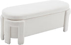 Modern Upholstered Storage Bench, Boucle Sherpa Fabric 50" Long Entryway Bench with Storage and Seating, Comfy Cute Ottoman Bench for Living Room/End of Bed/Hallway, White