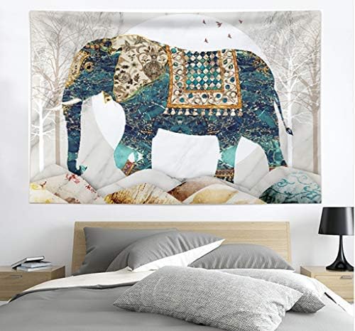 Elephant Tapestry, Forest Moon Tapestries, Bohemian Hippie Boho Trippy Indie Aesthetic Wall Tapestry, Watercolor Yoga Mystic Vintage Wall Hanging, Home Decor for Bedrooms Living Rooms Dorm Studios