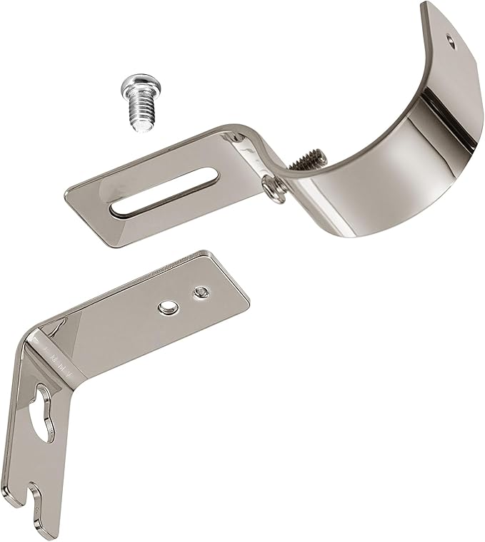 Frienda 6 Pcs Curtain Rod Brackets Adjustable Holder Wall for 1 Inch Diameter Curtain Rod General Bracket Hooks with Screws (Tinned Silver)