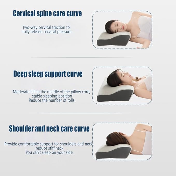 Cervical Anti Snore Pillows - Ergonomic Neck Support Pillow for Neck & Shoulder Pain Relief - Back,Stomach Sleepers,Cervical Neck Pillow,Memory Foam Pillows(Tencel Pillowcase-Normal Feeling)