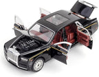 Alloy Collectible Rolls-Royce Phantom Model Toy Car, 1/32 Scale Diecast Car Model Pull Back Vehicles Phantom Toy with Sound & Light, Car Logo Can be Folded