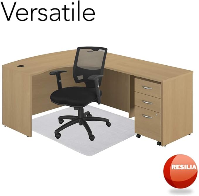 Resilia Office Desk Chair Mat - for Low Pile Carpet (with Grippers) Clear, 30 Inches x 48 Inches, Made in The USA