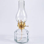 2 Pieces Large Glass Kerosene Lantern Vintage Oil Lamps for Indoor Use Decor Chamber, Hurricane Lamp Home Lighting Clear Lantern Classic Vintage Glass