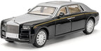 Alloy Collectible Rolls-Royce Phantom Model Toy Car, 1/32 Scale Diecast Car Model Pull Back Vehicles Phantom Toy with Sound & Light, Car Logo Can be Folded
