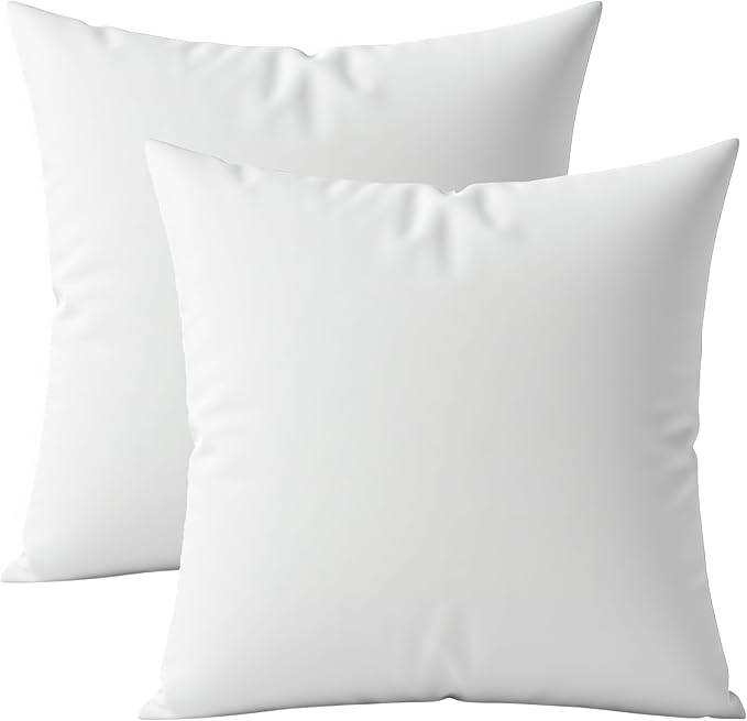 Digital Decor Premium Throw Pillow Inserts Sham - Decorative White Square Form Pillow Inserts - Perfect for Bedroom, Sofa & Couch (2 Pack)