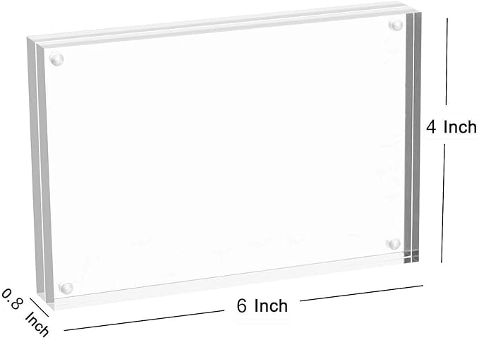 Meetu Acrylic Picture Frame 4x6,Clear Freestanding Double Sided 20mm Thickness Frameless Magnetic Photo Frames Desktop Display with Gift Box Package(5 Pack)