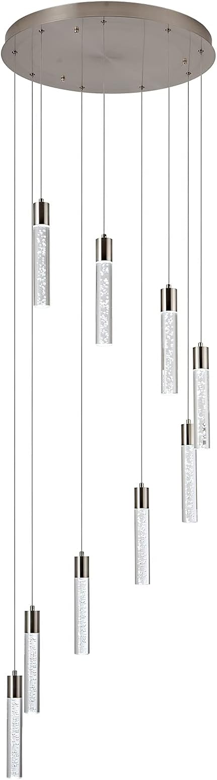 Pendant Lighting for Kitchen Island,High Ceiling Chandelier, Modern Chandelier Light Fixtures, Raindrop Chandelier Dimmable Lighting Large Living Room Chandelier Staircase Foyer,9 Lights……