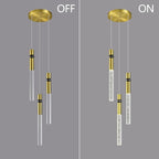 Pendant Lights Kitchen Island Light Fixtures Dimmable LED Modern Pendant Light with Bubble Crystal Pendant Lighting for Kitchen Bedroom Hallway Entryway (Gold 3-Light)