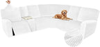 Arfntevss Sectional Recliner Couch Covers Velvet Washable Corner Sectional Sofa Cover for Reclining Stretch Soft Thick L Shape Recliner Slipcover Set (5 Seat with 1 Console Cover, Plain White)